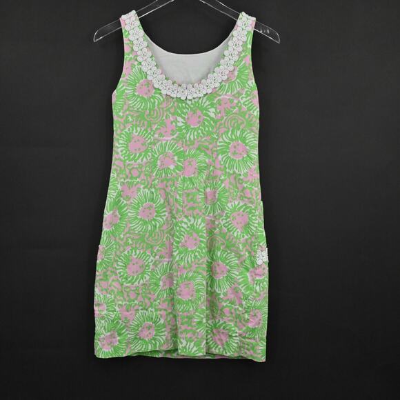 LILLY PULITZER Dress Size 2 Liz Sleeveless Shift Cabana Pink Sunnyside Vacation - Picture 3 of 13